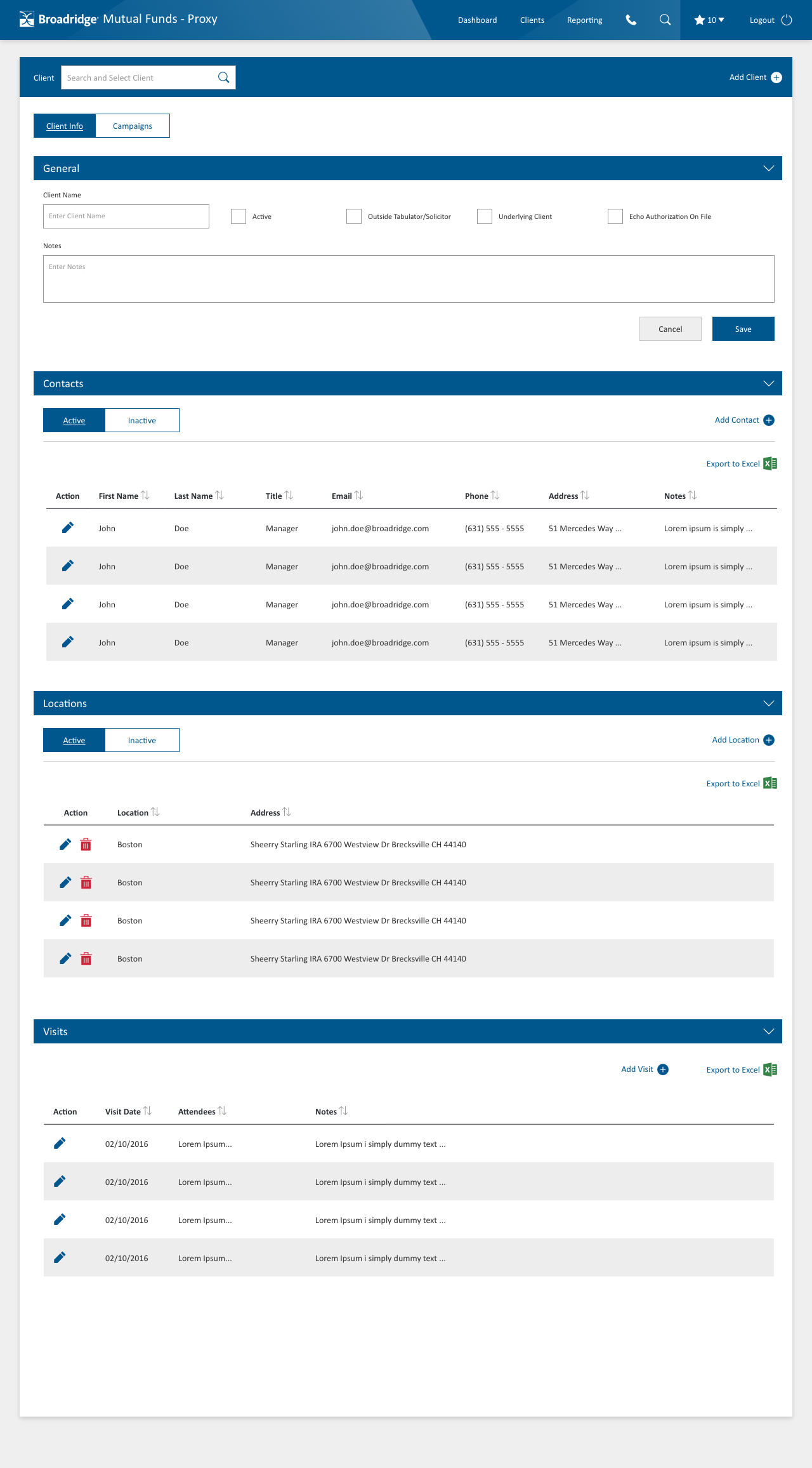 Broadridge Mutual Funds Client Page