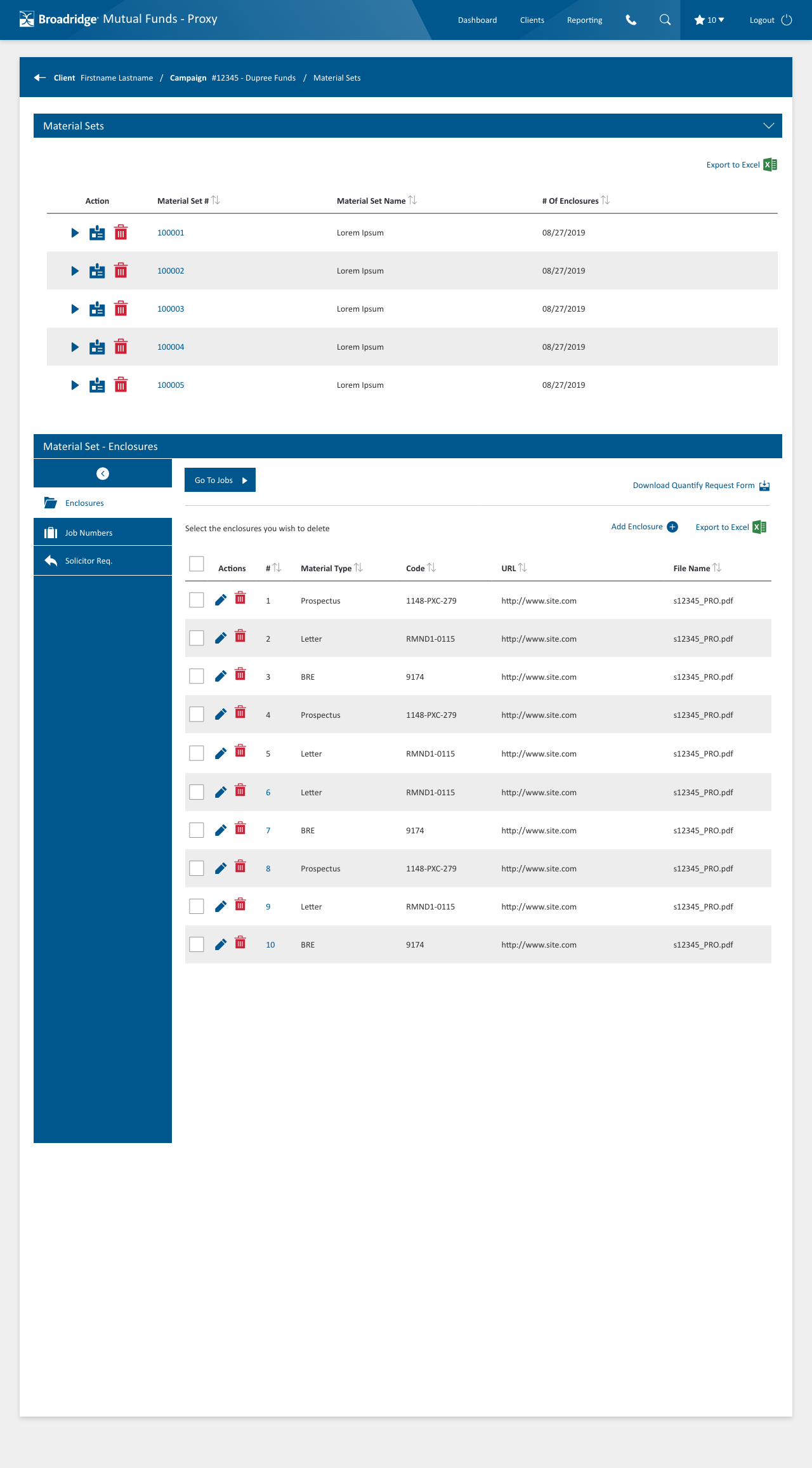 Broadridge Mutual Funds Material Sets – Enclosures